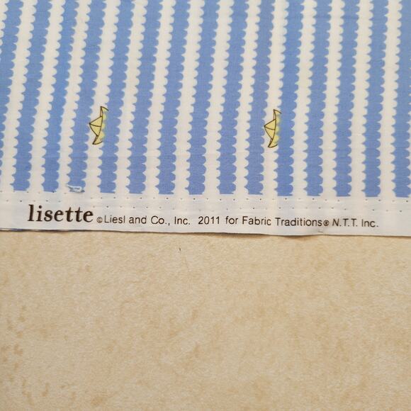 Lisette Boats Fabric 2011 Fabric Traditions 29x44 Blue Waves Yellow Paper Ships - Picture 3 of 9
